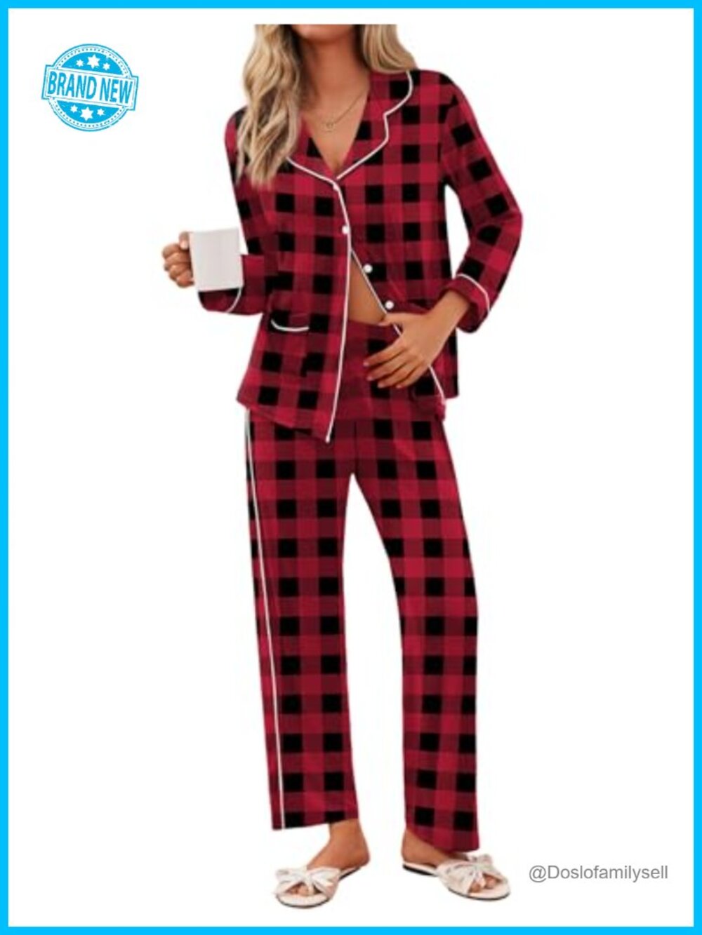 Women's Button Down Pajama Set Long Sleeve Sleepwear Lounge Set
